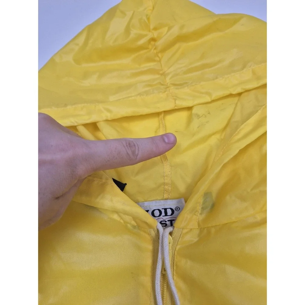 VTG Izod Lacoste Jacket Mens XL Yellow Hooded Anorak 1/4 Zip Windbreaker FLAW